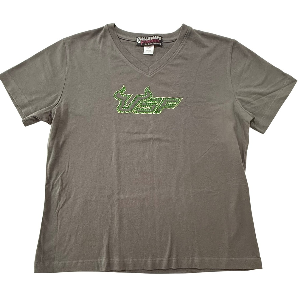 USF Shirt Collegiate Fashionista by Diane Dal Lago Gray Rhinestone Women's L 320